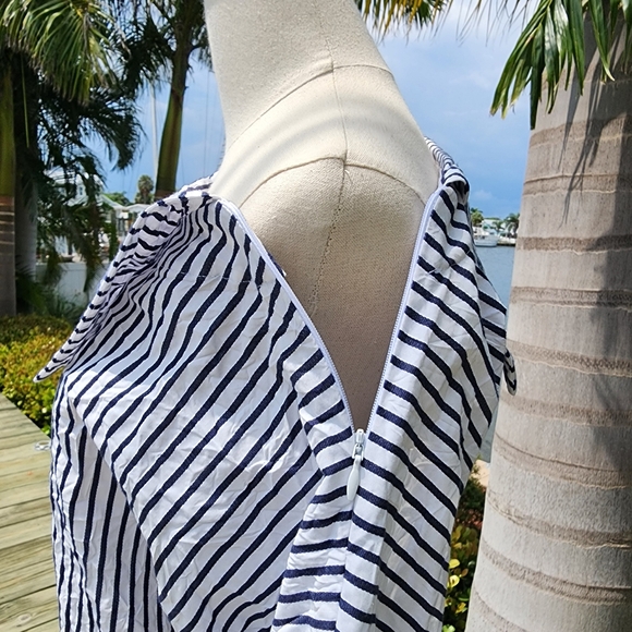 Finley Nautical Sailor Stripe Portrait Collar Spectator Dress Sz XS - Picture 8 of 13